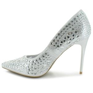 High 4-inch Heel Pointed-toe Rhinestone Pumps